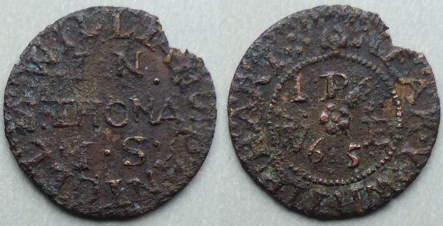 St. Thomas's, William Pantoll 1665 farthing